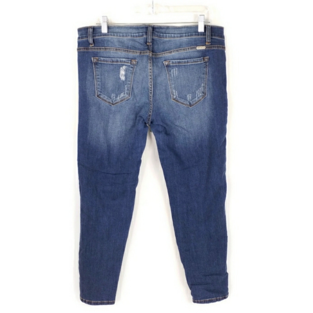 KanCan Medium Wash Mid Rise Distressed Split Hem Ankle Skinny Jeans Womens 15/31 - Picture 3 of 15